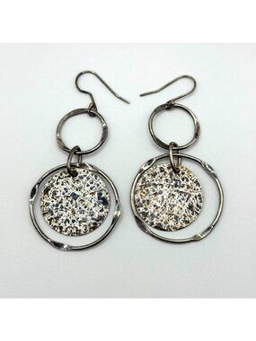 925 Sterling Silver Double Circle Dangle Earrings